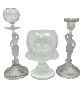 3PC FRECH GLASSWARE INCLUDING LALIQUE