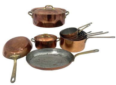 10PC OF FRENCH COPPER CULINARY ITEMS