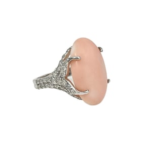 CORAL AND DIAMOND RING