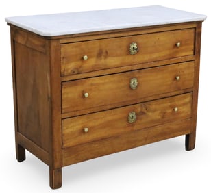 FRENCH WALNUT MARBLE TOP COMMODE