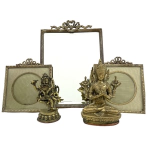 3 BOUDOIRE ITEMS AND 2 BUDHAS