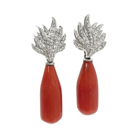 CORAL AND DIAMOND EARRINGS