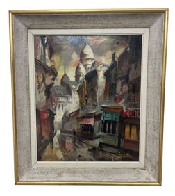 MIXED MEDIA PAINTING ON CANVAS PARIS STREET SCENE