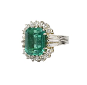 PLATINUM 7.79CT EMERALD RING WITH GIA