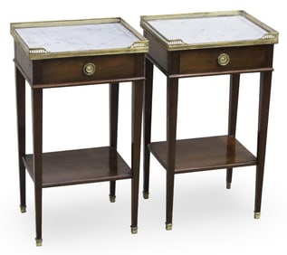 PAIR OF DIRECTOIRE STYLE M/T BEDSIDE TABLES