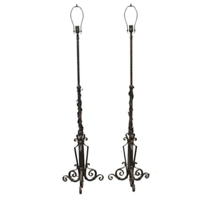 PR FRENCH WROUGHT IRON FLOOR LAMPS