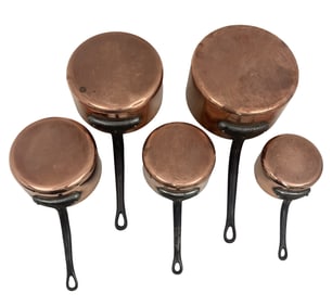 SET OF 5 GRADUATING COPPER PANS