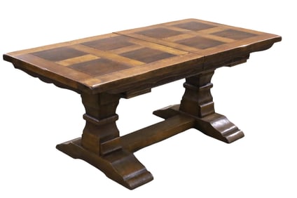 FRENCH OAK PANEL TOP FARM TABLE