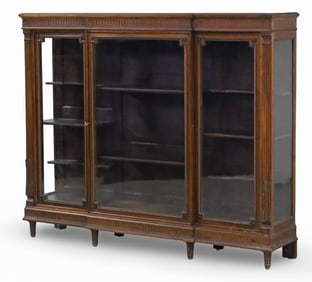 LOUIS XVI STYLE WALNUT BREAKFRONT BOOKCASE