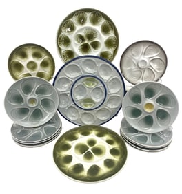 41 GLAZED EARTHENWARE OYSTER PLATES