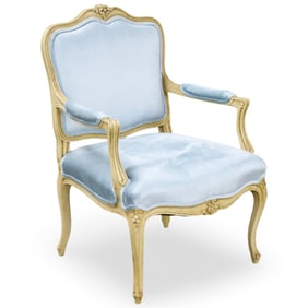 LOUIS XV STYLE POLYCHROME FAUTEUIL