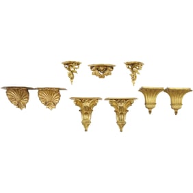 9PC LOT OF CARVED GILTWOOD BRACKETS