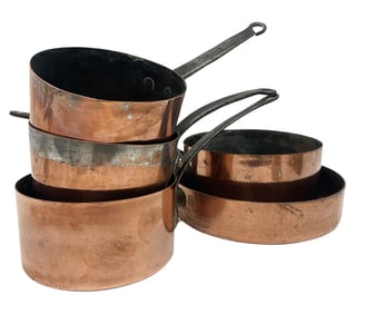 5PC FRENCH COPPER CULINARY PANS