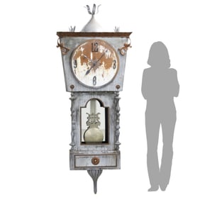 FRENCH GALVANIZED METAL AND IRON WALL CLOCK