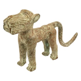 BENIN BRONZE OF A LEOPARD