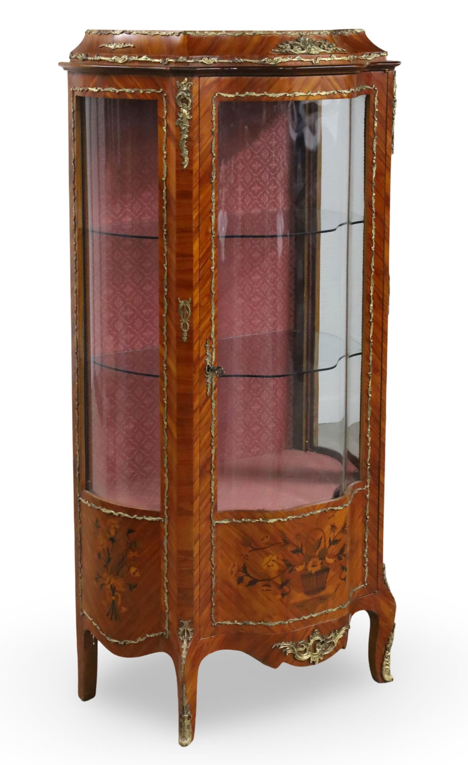 LOUIS XV STYLE BRZ MTD MARQUETRY VITRINE (1 of 4)