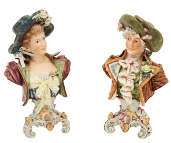 PR. OF FRENCH MAJOLICA BUSTS