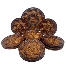 20PC AMBER FAIENCE OYSTER SET