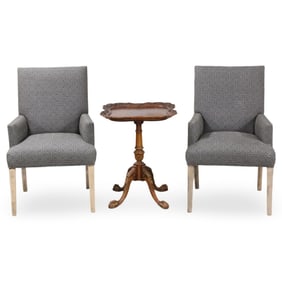 PAIR OF CHAIRS AND TEA TABLE