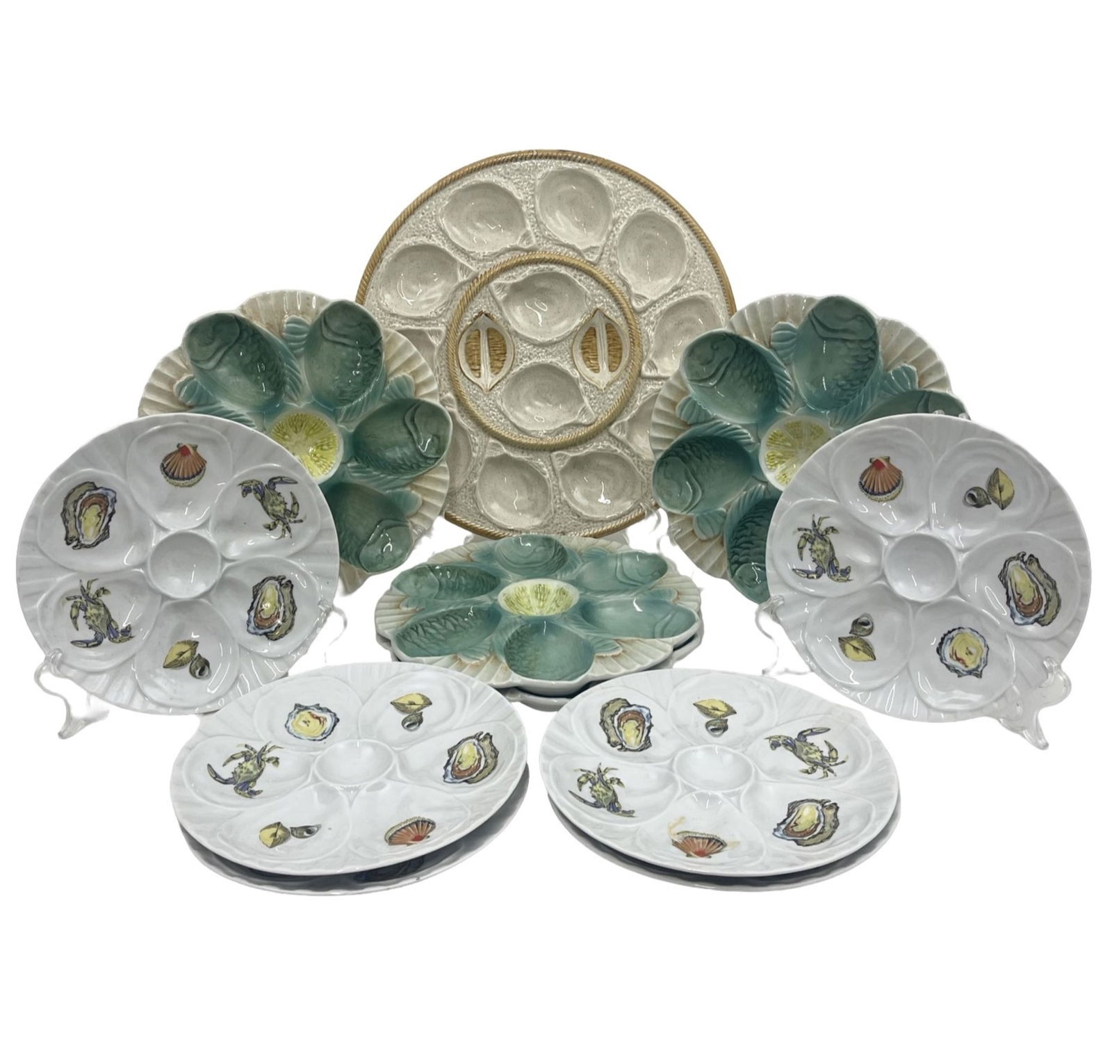 11PC VARIED OYSTER PLATES (1 of 4)
