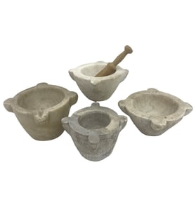 M95 SET OF 4 NATURAL STONE MORTERS WITH PESTEL
