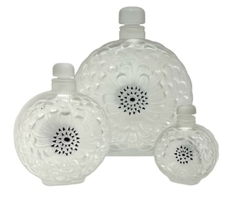 GRADUATING SET OF 3 LALIQUE FLASKS
