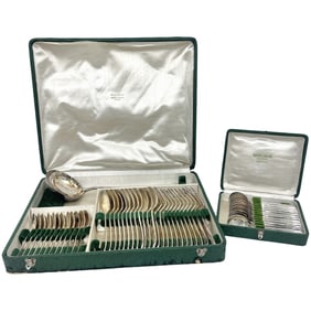 49PC FRENCH SILVER PLATE FLATWARE SET IN CASE