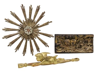 3 PC ANTIQUE GILTWOOD ELEMENTS