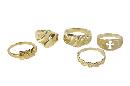 5 PC LOT OF GOLD RINGS, 18K, 14K