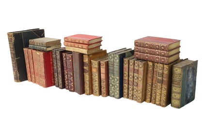 34 PC LOT OF ANTIQUE L/B BOOKS