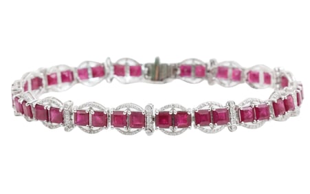 RUBY DIAMOND AND PLATINUM BRACELET WITH GIA