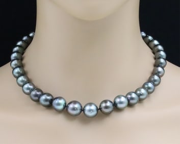 TAHITIAN PEARL DIAMOND AND 14K GOLD NECKLACE