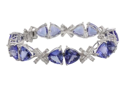 37CT TANZANITE DIAMOND AND PLAT. BRACELET