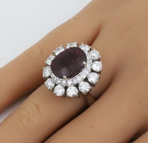 7.17CT NATURAL RUBY AND DIAMOND LADIES RING
