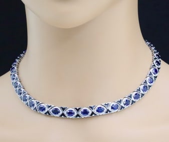 SAPPHIRE AND DIAMOND NECKLACE