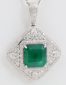 16.76 CT EMERALD AND DIAMOND NECKLACE, GIA