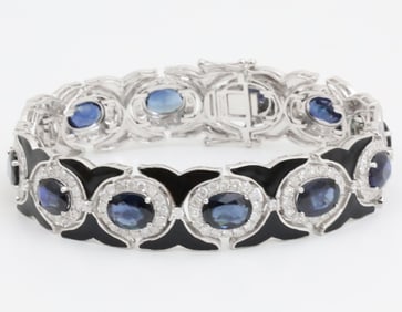 SAPPHIRE DIAMOND AND 14K GOLD BRACELET