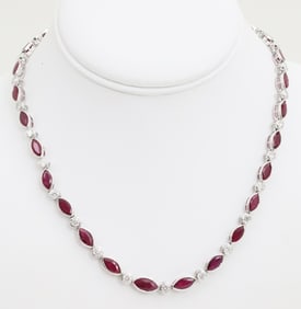 25CT RUBY DIAMOND AND PLATINUM NECKLACE, GIA