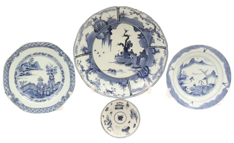 4 PCS OF ORIENTAL BLUE AND WHITE PORCELAIN