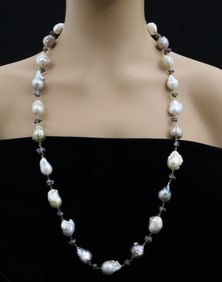 NATURAL BAROQUE PEARL AND PYRITE NECKLACE