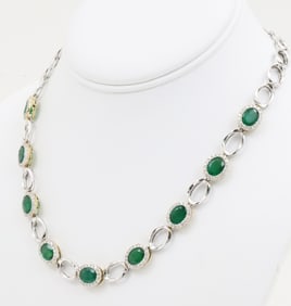 EMERALD DIAMOND AND 14K GOLD NECKLACE
