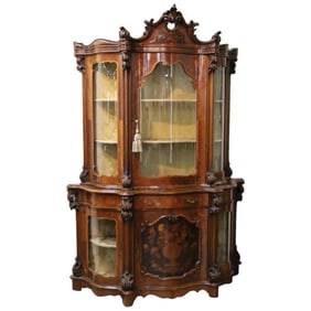 DUTCH MARQUETRY BOMBE VITRINE