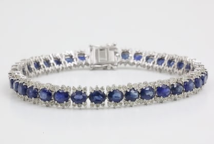 SAPPHIRE DIAMOND AND 14K GOLD BRACELET
