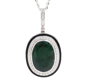 14K EMERALD AND DIAMOND NECKLACE