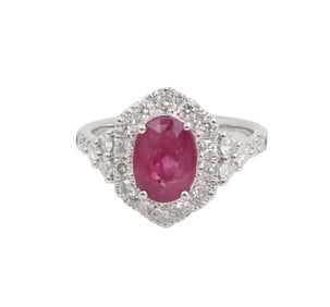 GIA BURMESE RUBY DIAMOND AND PLAT. RING