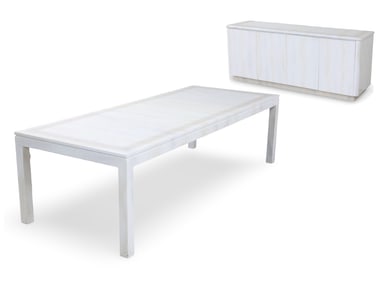 MODERN LACQUERED DINING ROOM TABLE AND CREDENZA