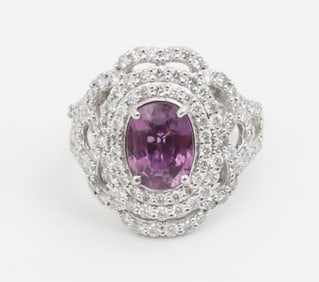 RARE GIA SAPPHIRE DIAMOND AND PLAT. RING