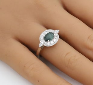 ALEXANDRITE DIAMOND AND PLAT. RING, GIA