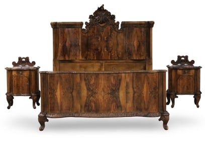 3 PC ITALIAN BURL WALNUT BEDROOM SUITE
