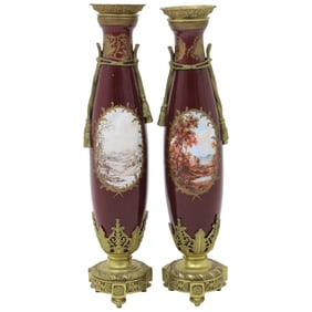 PR. OF 42.5" PORC. TUBULAR FORMED URNS